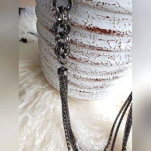 Beautiful long, dark-silver chain OS NWOT
